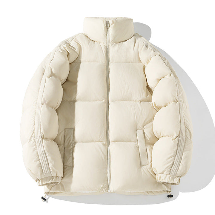 Unisex Oversize Puffer Jacket with High Stand-Up Collar, Side Arm Zippers and Drawstring Hudson & Parker