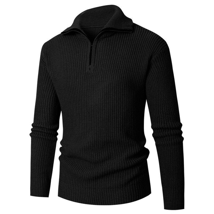 Men's coarse structure half-zip mock neck pullover made of thermoregulating blend Hudson & Parker