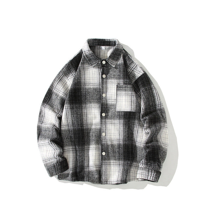 Men's Checkered Overshirt-Shirt Jacket made of Brushed Blend with Chest Pocket Hudson & Parker