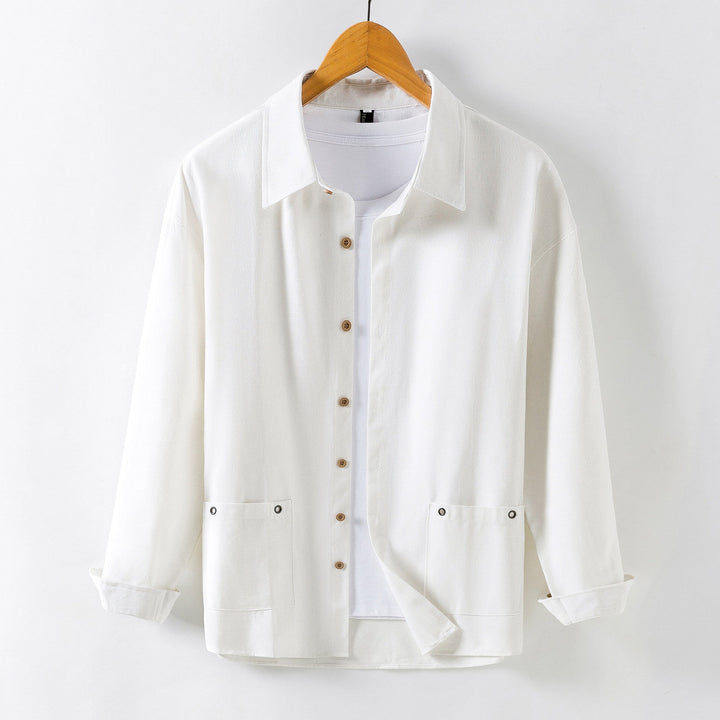 Men's Lightweight Overshirt-Jacket made of Linen Blend with Patch Pockets Hudson & Parker