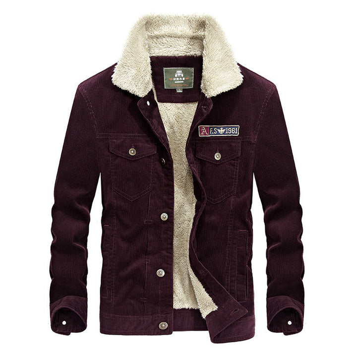 Men's trucker cord jacket with teddy lining and patch chest pockets Hudson & Parker