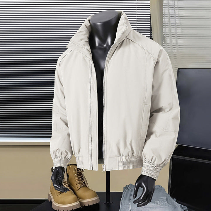 Men's Lightweight Harrington Jacket with Stand-Up Collar, Elastic Hem, and Two-Way Zipper Hudson & Parker