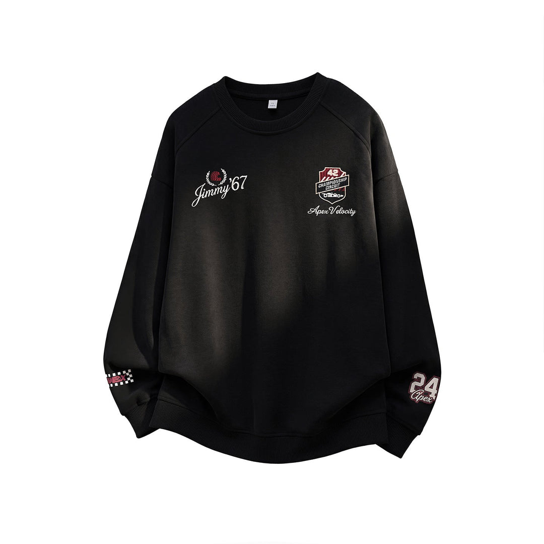 Unisex Oversize Sweatshirt with motorsport embroidery and raglan sleeves Hudson & Parker
