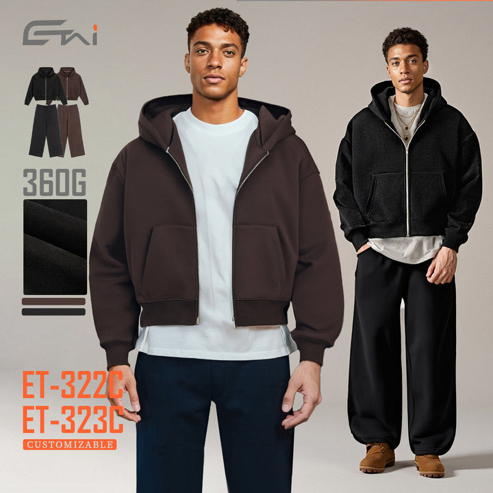 Unisex hooded sweatshirt jacket with full zipper and kangaroo pocket Hudson & Parker