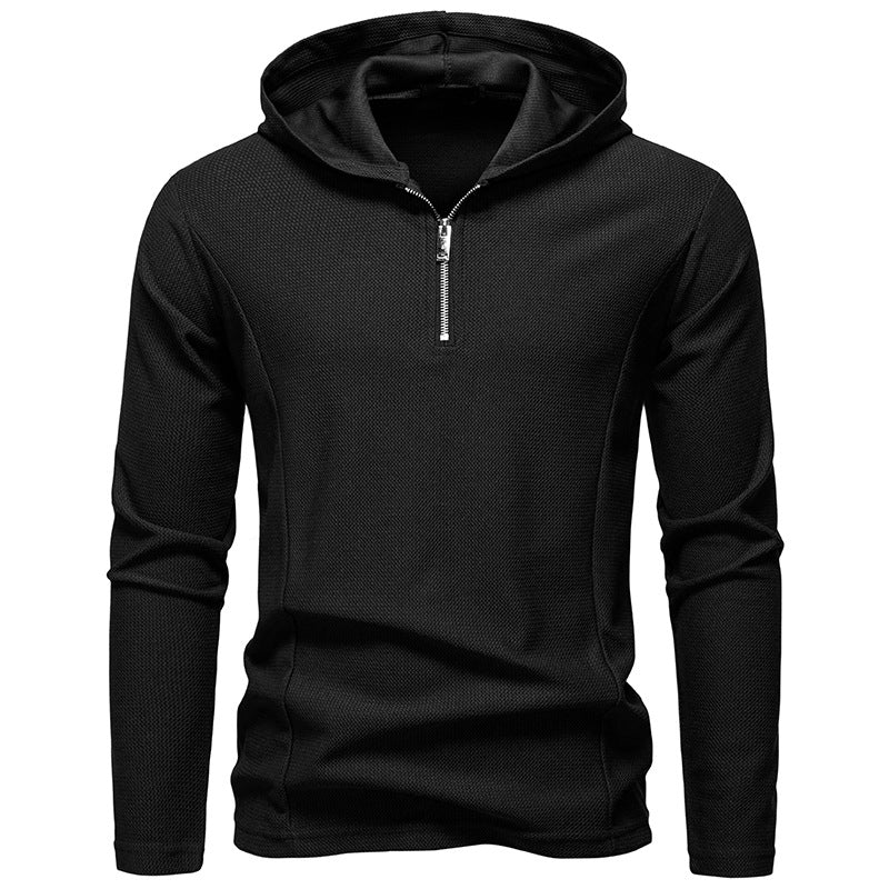 Men's Lightweight Textured Half-Zip Hoodie with Breathable Mesh Hudson & Parker