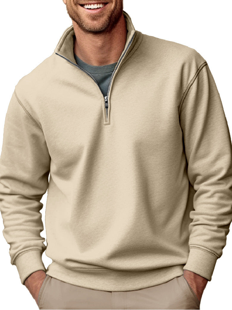 Men's half-zip sweatshirt with stand-up collar and soft fleece interior lining Hudson & Parker
