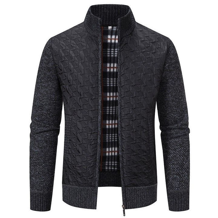 Men's quilted knit hybrid jacket with stand-up collar, full zip and checked lining Hudson & Parker