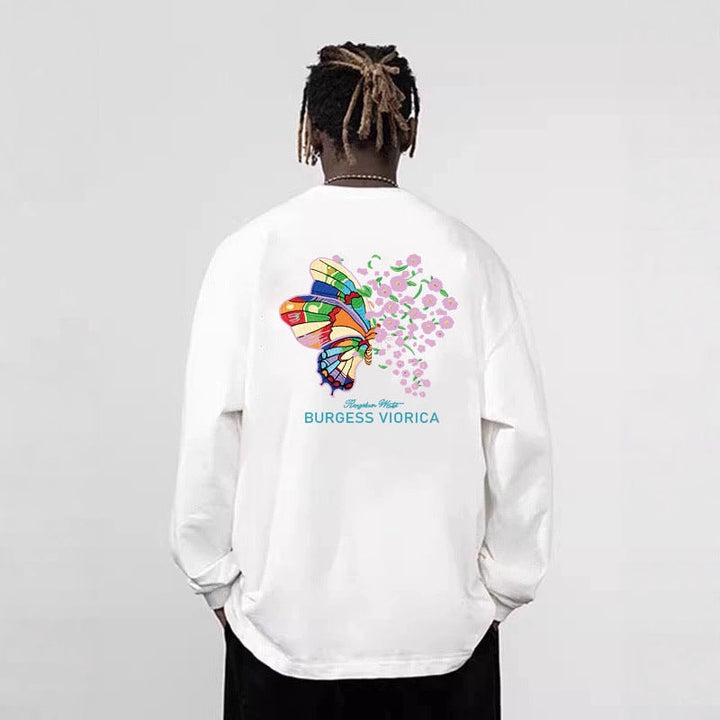 Men's Casual Oversized Sweatshirt with Colorful Butterfly Print Hudson & Parker