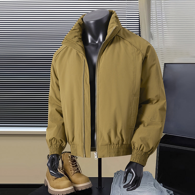 Men's Lightweight Harrington Jacket with Stand-Up Collar, Elastic Hem, and Two-Way Zipper Hudson & Parker