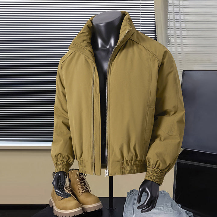 Men's Lightweight Harrington Jacket with Stand-Up Collar, Elastic Hem, and Two-Way Zipper Hudson & Parker