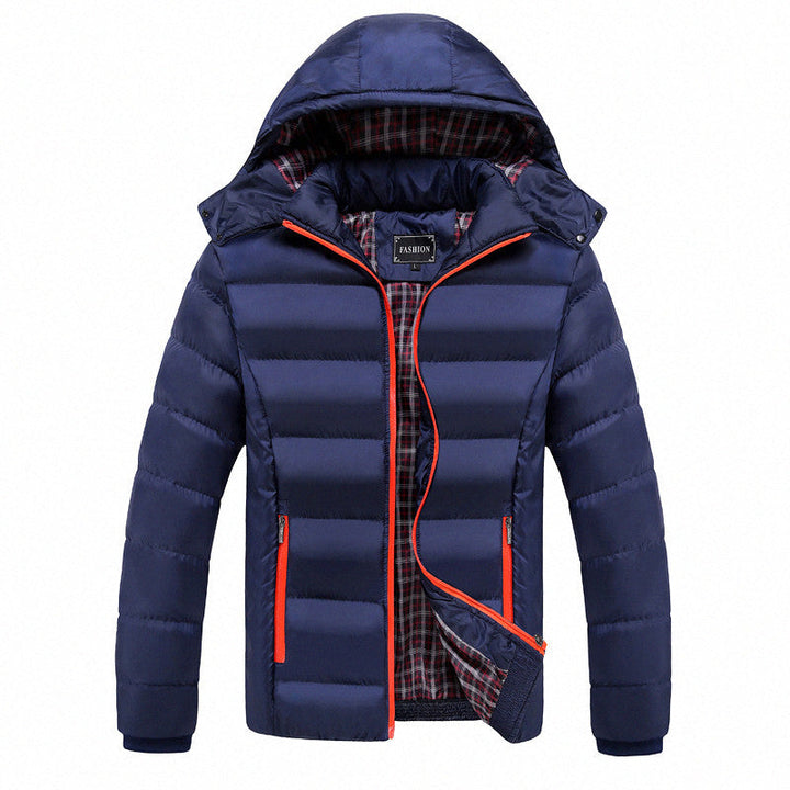 Men's ultralight puffer jacket with thermal quilting, hood, and checked lining Hudson & Parker