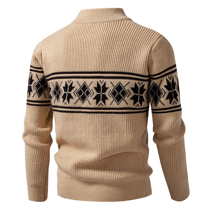 Men's Norwegian pattern cardigan with stand-up collar and zipper Hudson & Parker