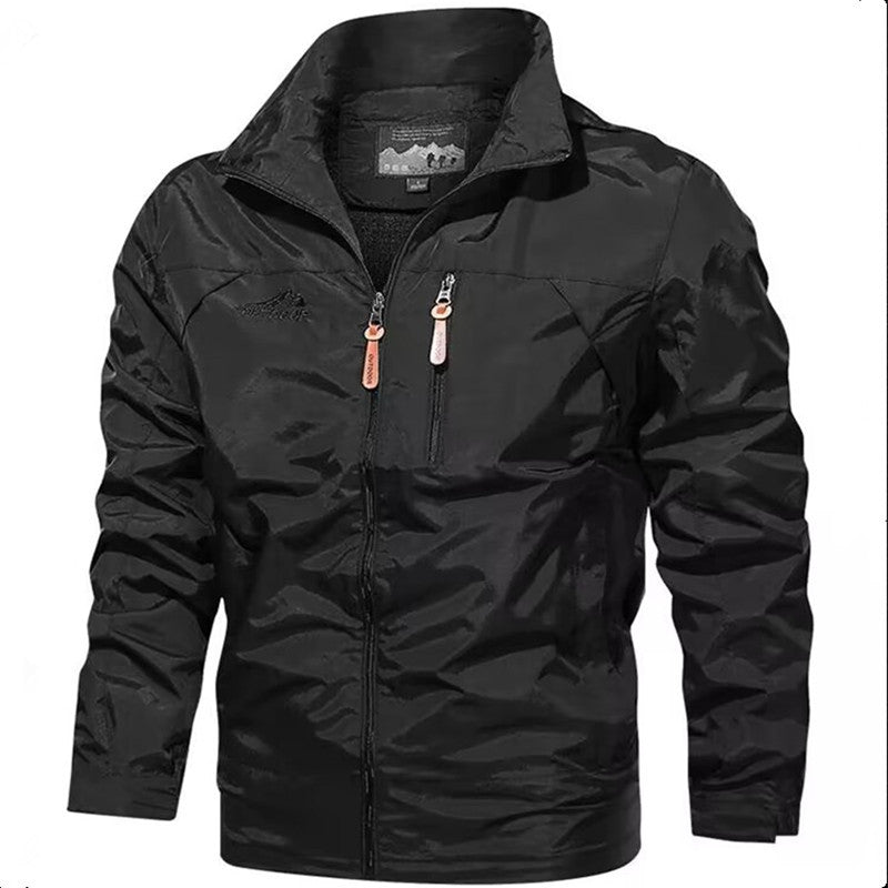 Men's Lightweight Waterproof Hooded Outdoor Jacket with Chest Pocket and Adjustable Cuffs Hudson & Parker