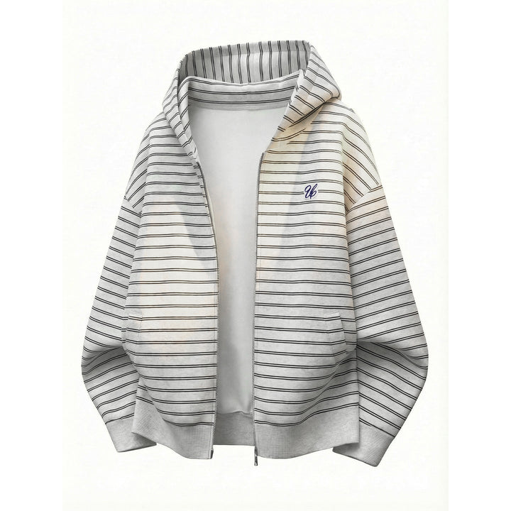 Unisex Hoodie Sweat Jacket with Zipper and Fine Stripes Hudson & Parker