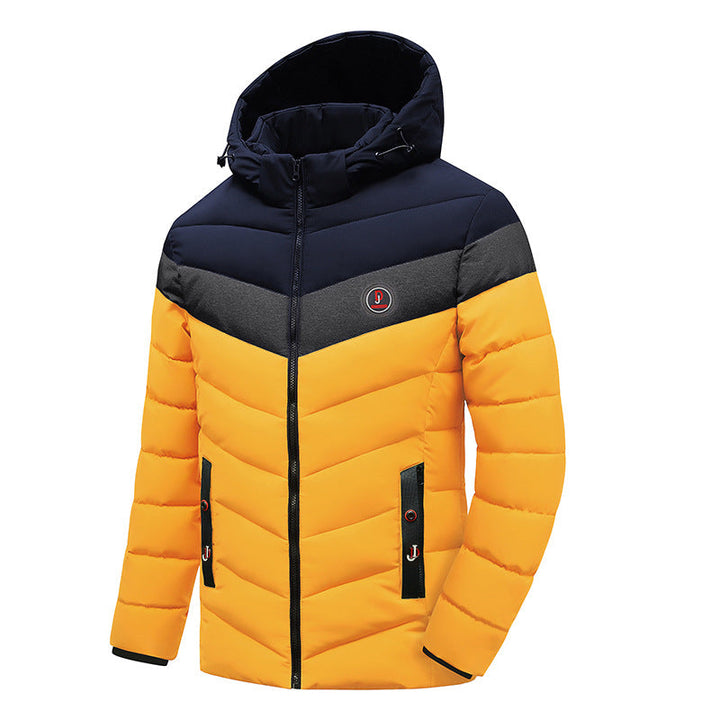 Men's Quilted Anorak with Hood and Padded Chevron Insulation Jacket Hudson & Parker