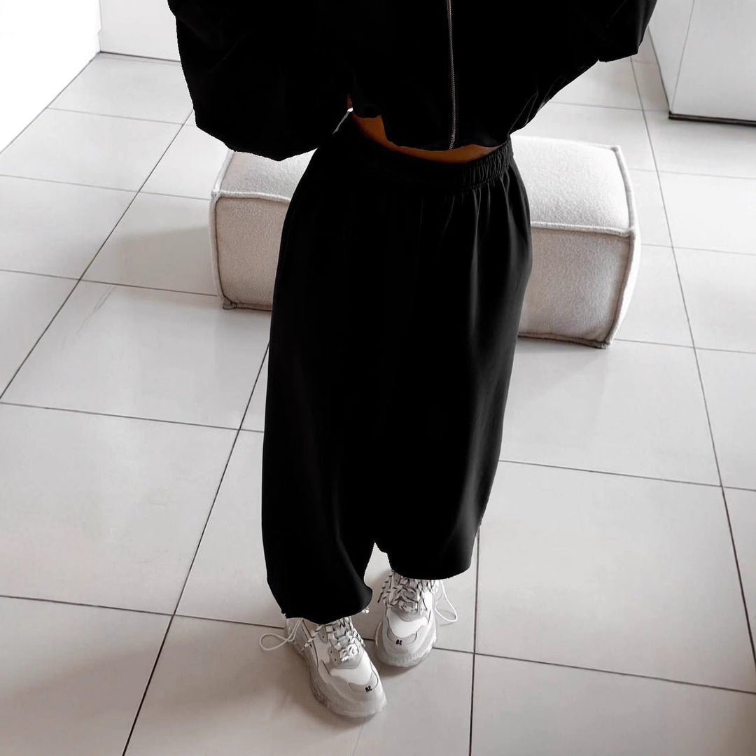 Women nan oversized hoodie jacket with full zip and high waist elastic waistband jogging pants set Hudson & Parker