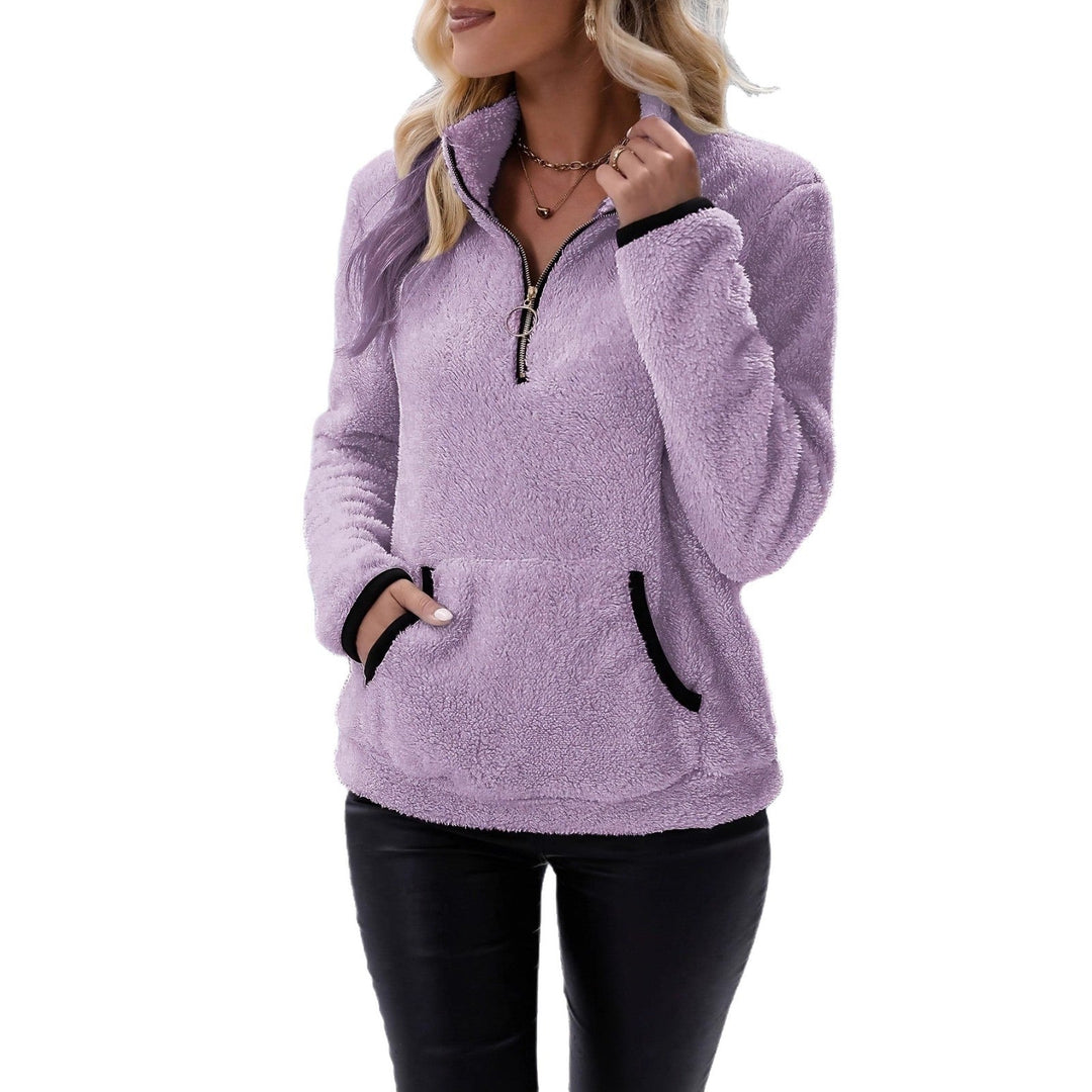 Hudson & Parker | Women's Fleece Pullover with Contrasting Pockets and Zipper