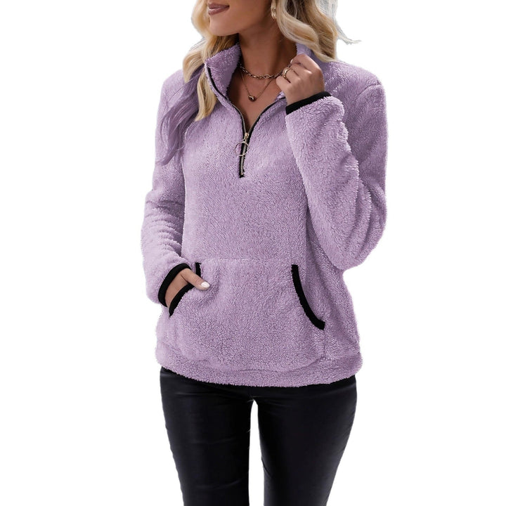 Hudson & Parker | Women's Fleece Pullover with Contrasting Pockets and Zipper