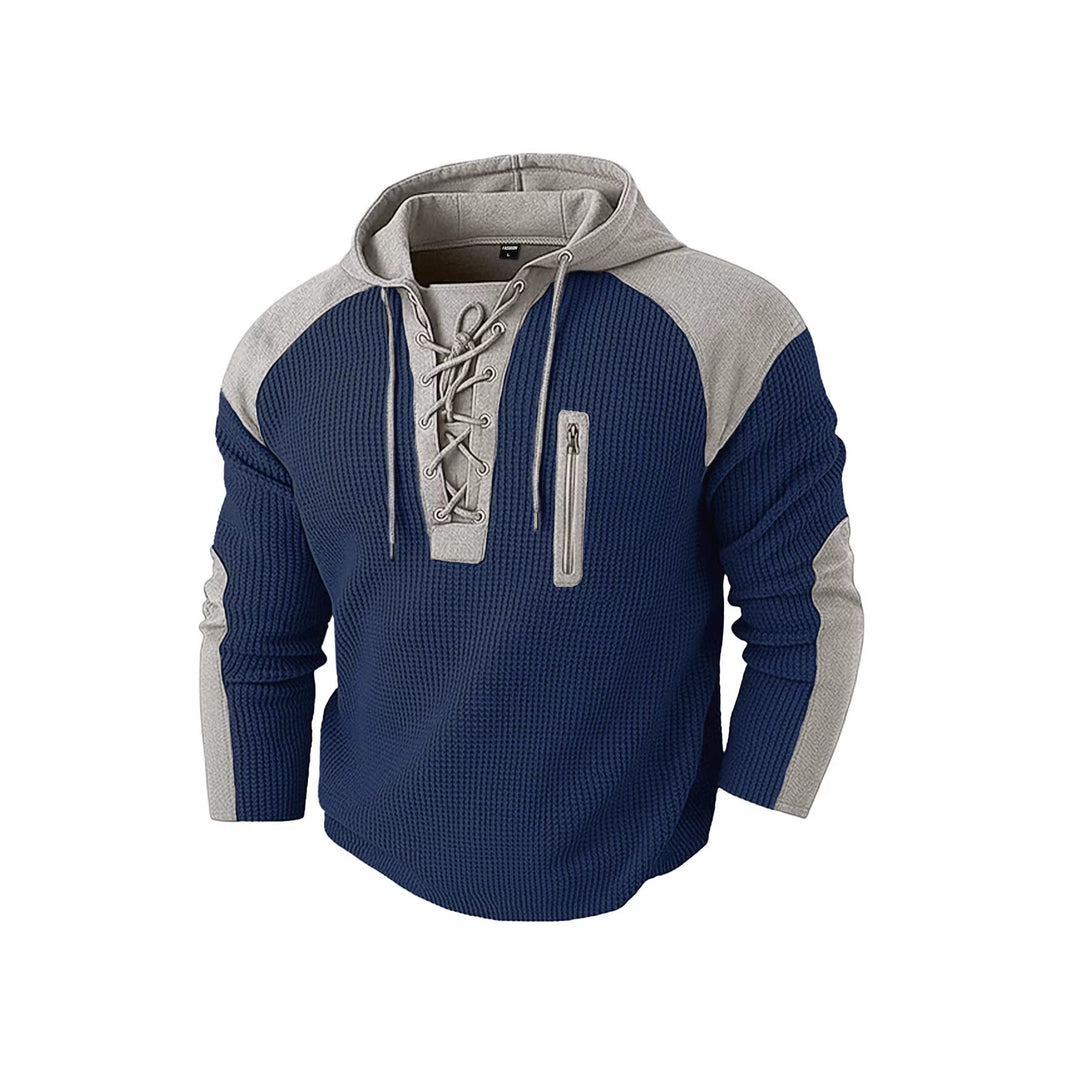 Men's hoodie with lacing trim and vertical zipper chest pocket Hudson & Parker