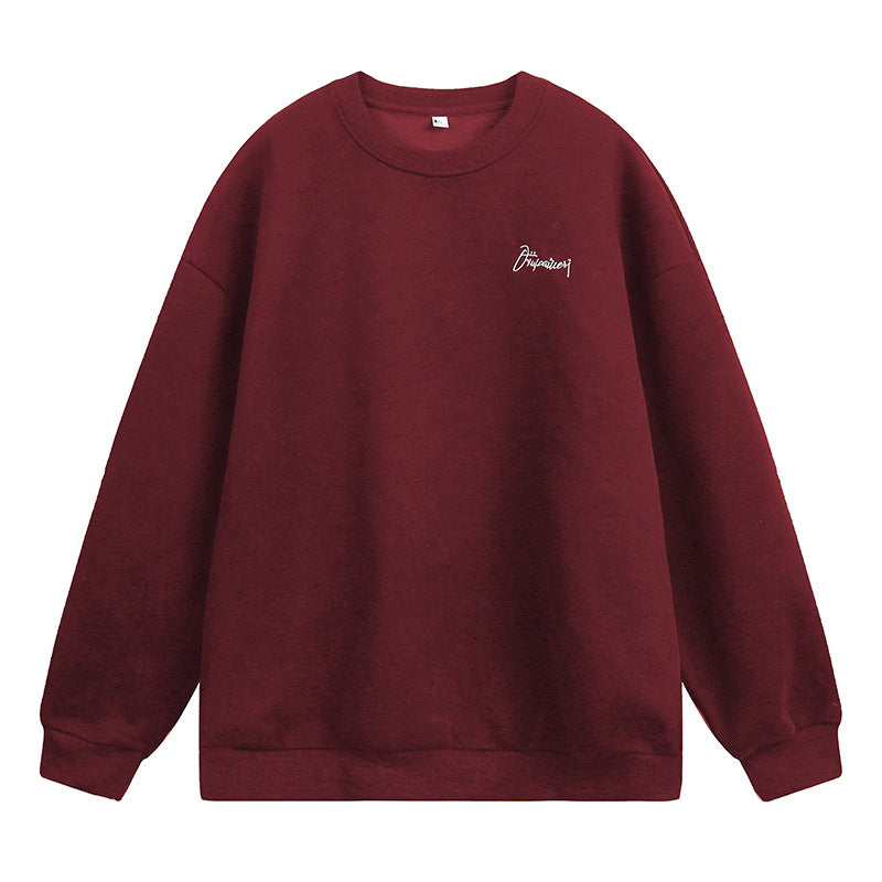 Unisex Oversize Sweatshirt with Round Neck and Subtle Script Embroidery Hudson & Parker
