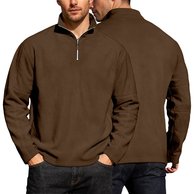 Men's lightweight microfleece performance pullover with short zipper raglan sleeves and shaping seams Hudson & Parker