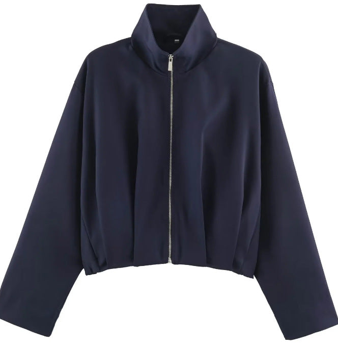Women’s short-cut boxy blouson with high stand-up collar and dropped shoulders Hudson & Parker