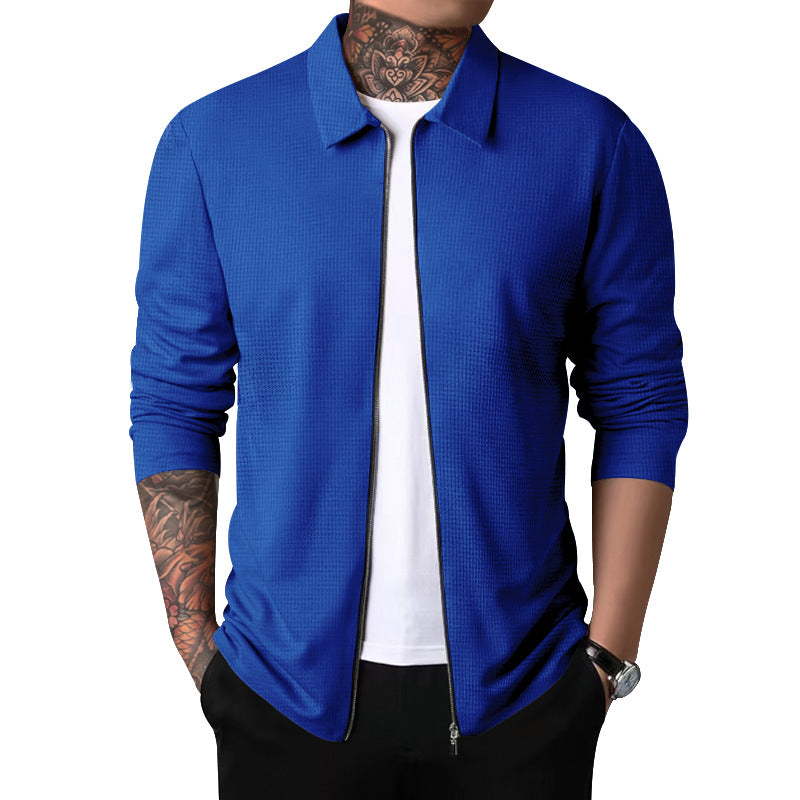 Men's nano structured shirt jacket with waffle structure, full-length zipper and slim fit Hudson & Parker