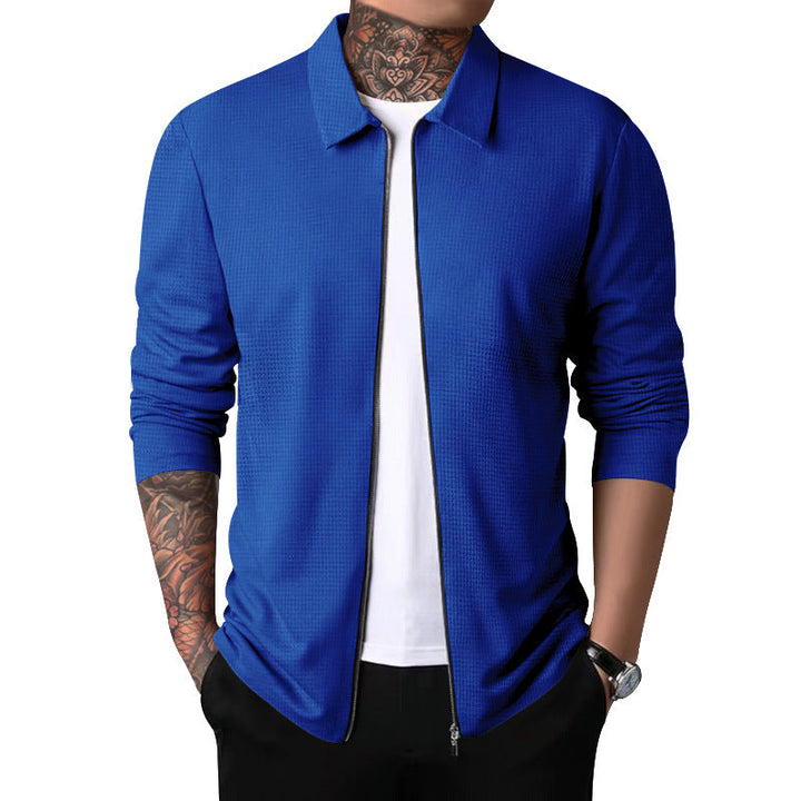 Men's nano structured shirt jacket with waffle structure, full-length zipper and slim fit Hudson & Parker