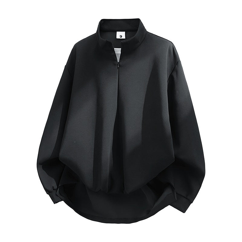 Unisex Oversized Sweatshirt with High Collar, Half Zipper and Balloon Shaped Hem Hudson & Parker