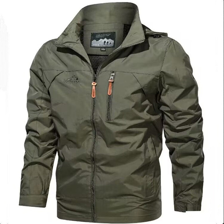 Men's Lightweight Waterproof Hooded Outdoor Jacket with Chest Pocket and Adjustable Cuffs Hudson & Parker