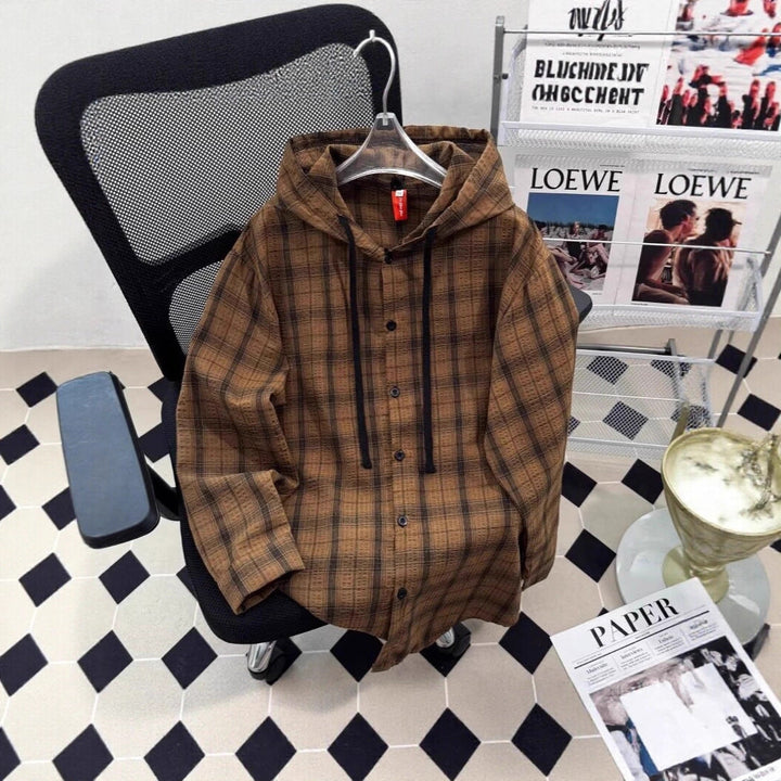 Women's URBAN CHECK HOODIE WITH BUTTON DETAILS Hudson & Parker
