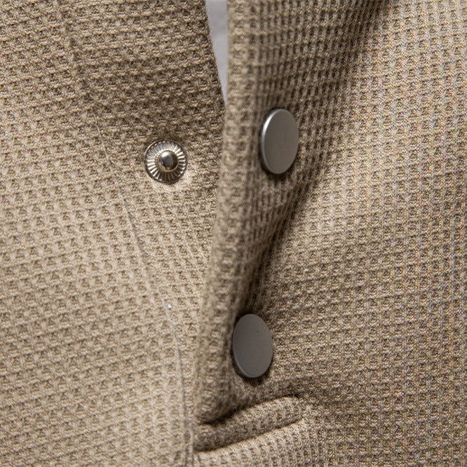 Men's waffle texture Henley pullover with short snap button closure and ribbed cuffs Hudson & Parker