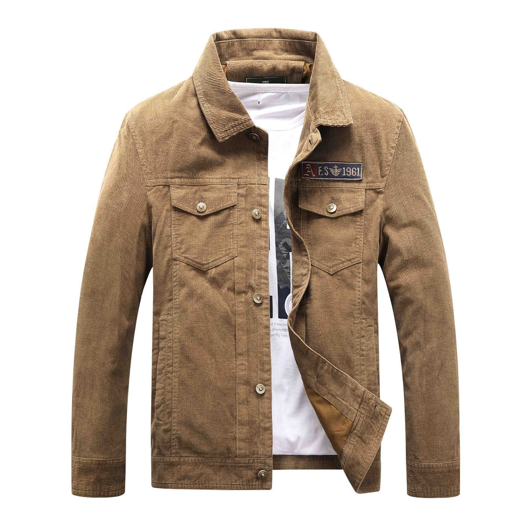 Men's trucker cord jacket with teddy lining and patch chest pockets Hudson & Parker