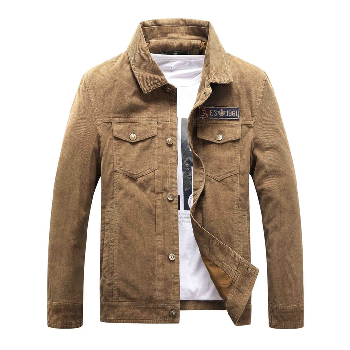Men's trucker cord jacket with teddy lining and patch chest pockets Hudson & Parker