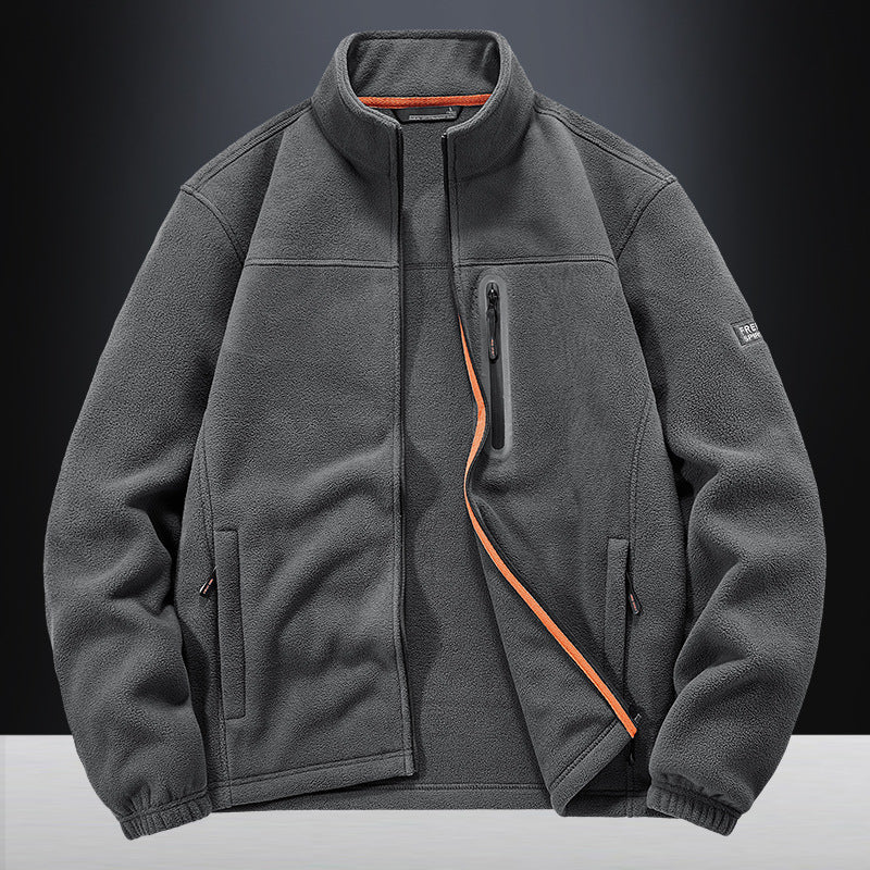 Men's fleece jacket with wind-resistant microfleece, welded chest zipper pocket, and elastic cuffs Hudson & Parker