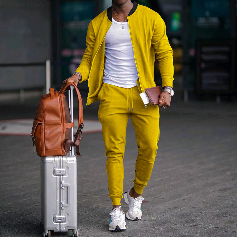 Men's casually cut sweat set with zip bomber jacket and tapered jogging pants made of soft fleece Hudson & Parker