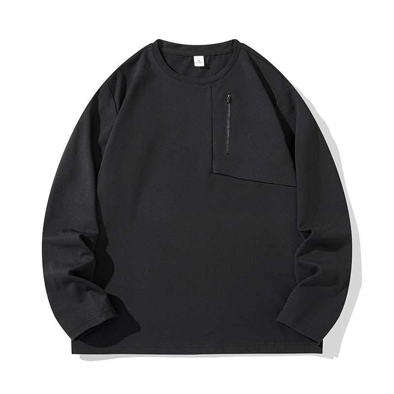Unisex Oversize Long Sleeve Sweatshirt with Chest Zipper Pocket and Crew Neck Hudson & Parker