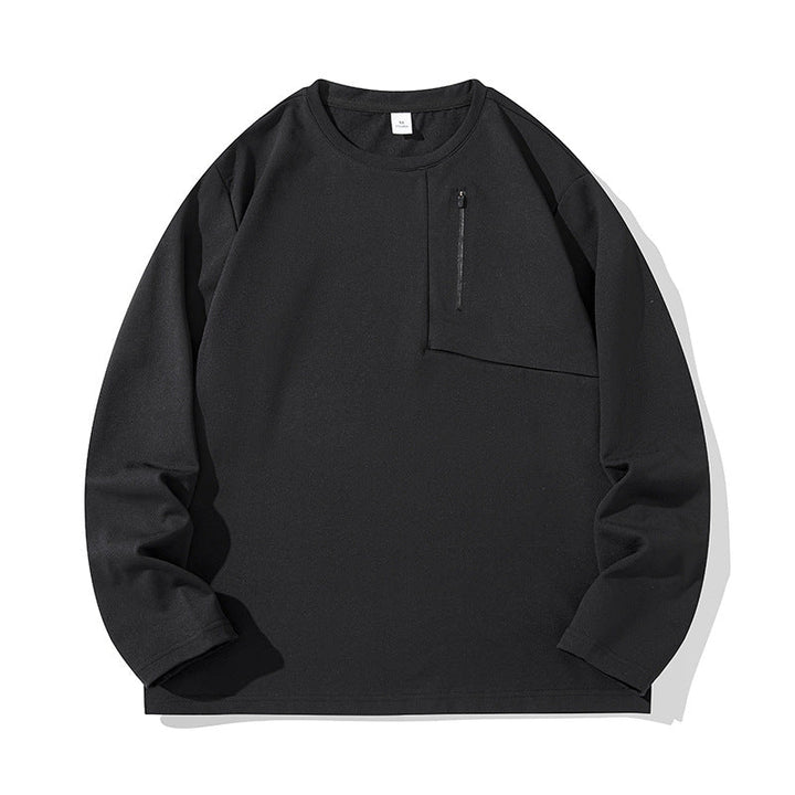 Unisex Oversize Long Sleeve Sweatshirt with Chest Zipper Pocket and Crew Neck Hudson & Parker