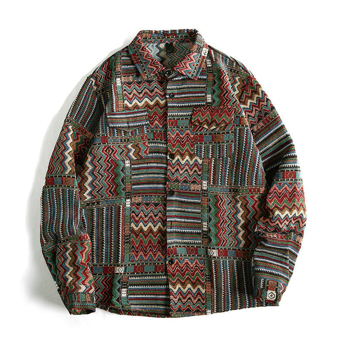 Men's Patterned Overshirt Jacket in Patchwork Jacquard Hudson & Parker