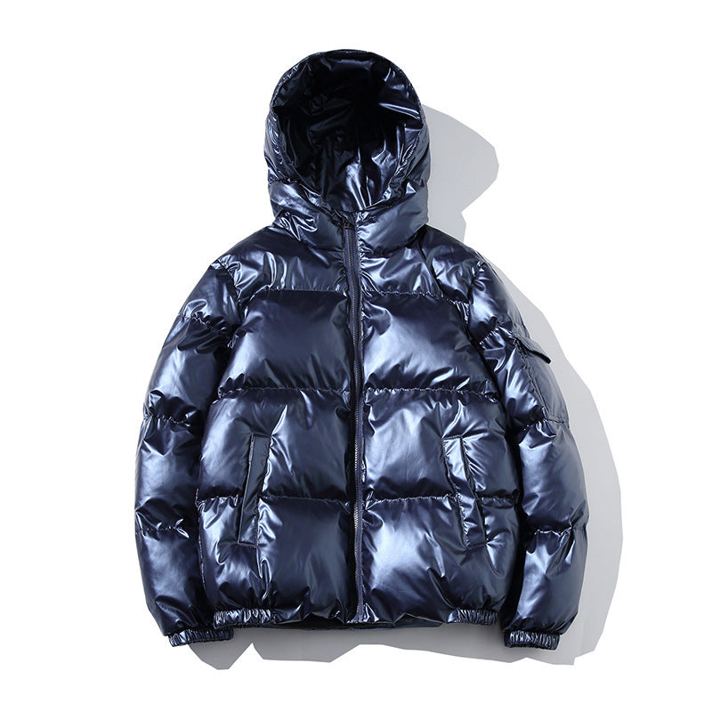 Men's High-Gloss Padded Hooded Jacket with Quilting and Thermo-Filling Hudson & Parker