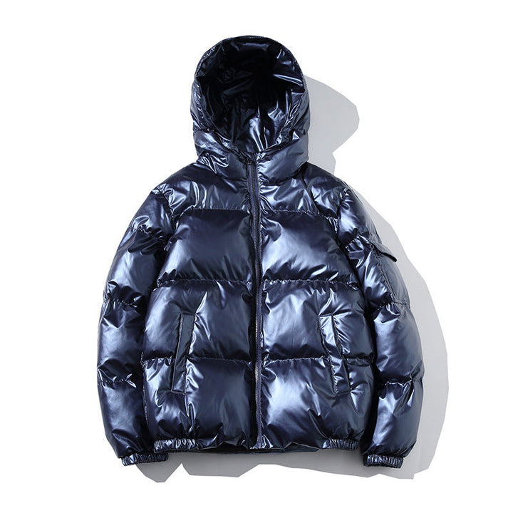 Men's High-Gloss Padded Hooded Jacket with Quilting and Thermo-Filling Hudson & Parker