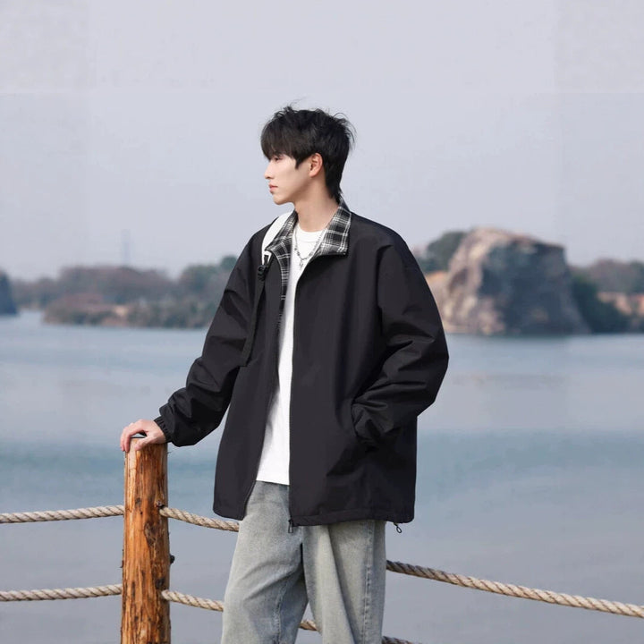 Men's Trendy Transitional Jacket with Check Pattern Hudson & Parker