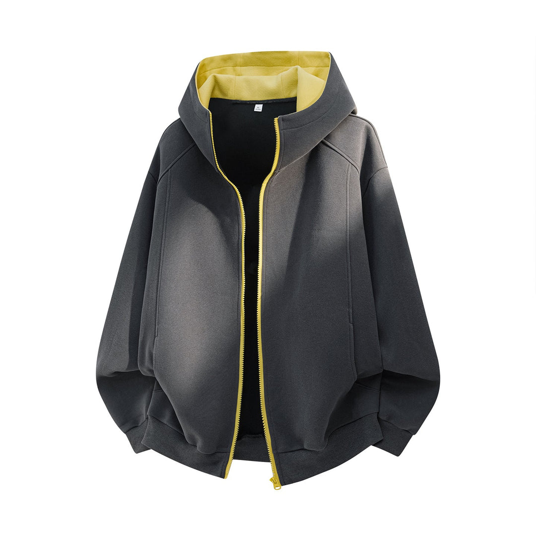 Unisex Oversize Hoodie Jacket made of soft sweat with zipper and contrasting hood lining Hudson & Parker
