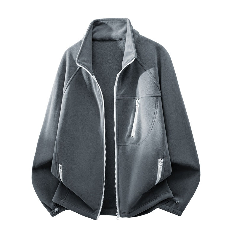 Unisex functional microfleece performance jacket with stand-up collar, chest zipper and ergonomic raglan sleeves Hudson & Parker Fashion