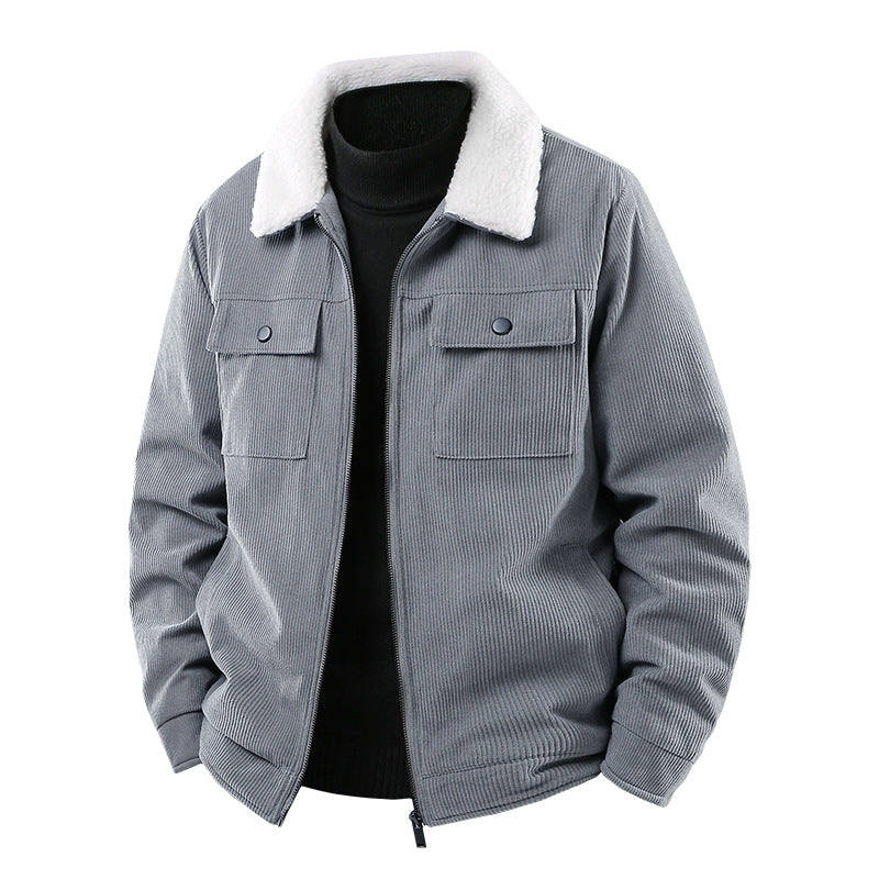 Men's cord jacket with sherpa collar, quilted thermal lining and chest pockets Hudson & Parker