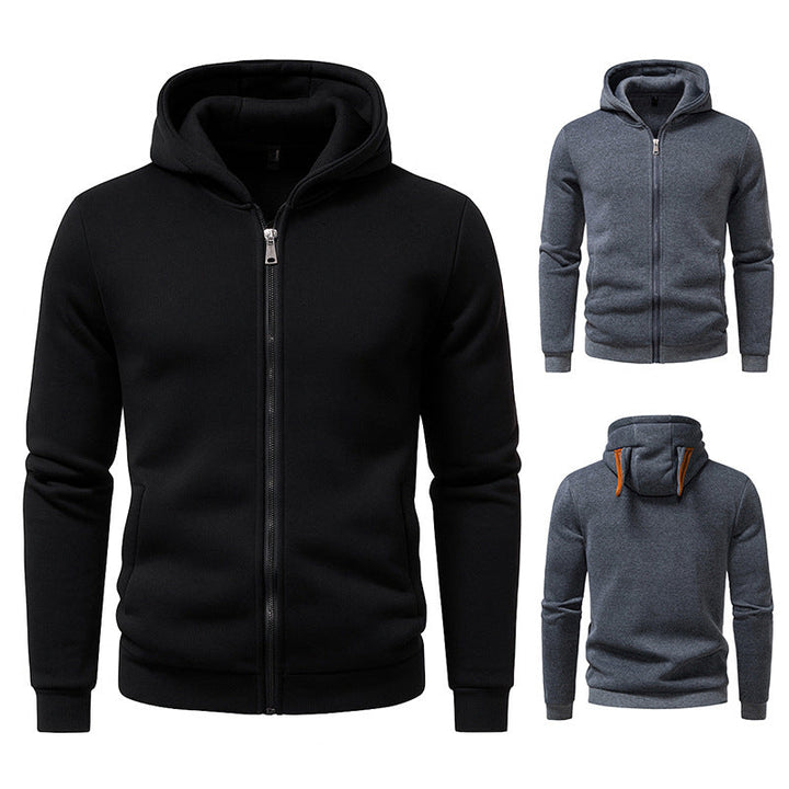 Men's hooded sweat jacket with full zip, fleece lined and slim fit Hudson & Parker