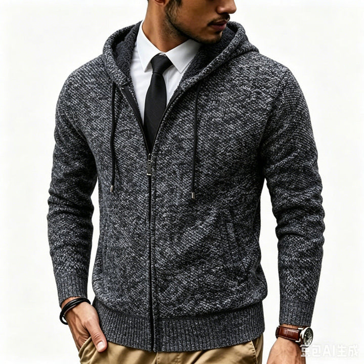 Men's Hoodie Cardigan with Teddy Lining and Full Zip Hudson & Parker
