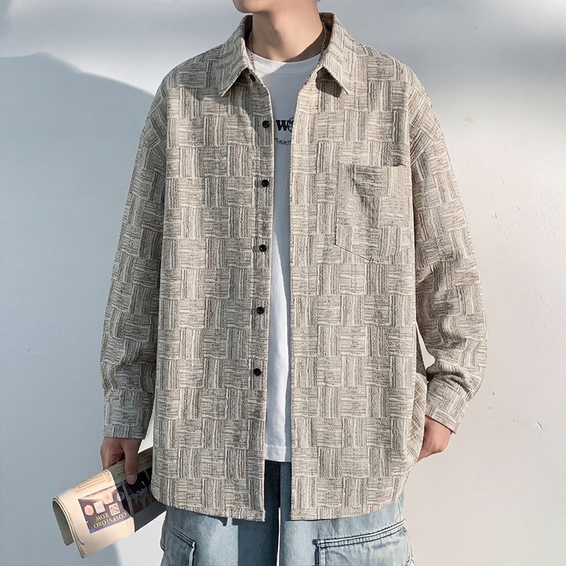 Men's overshirt jacket made of structured blend with check pattern relief Hudson & Parker