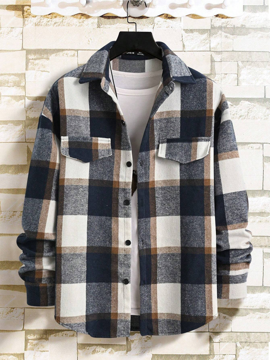 Men's oversized check shirt jacket made of soft flannel with patch chest pockets Hudson & Parker