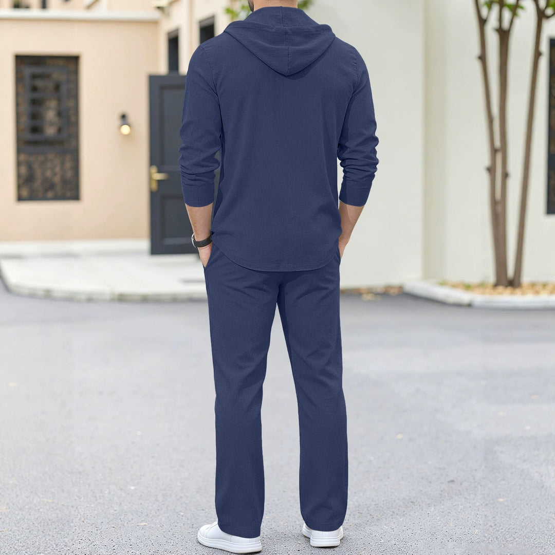 Men's Casual Button Hoodie Lounge Set made of Jersey with Drawstring and Comfort Jogger Hudson & Parker Fashion